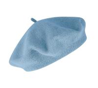fiebig Baske aus 100% Reiner Wolle | Barett in One Size & Woll Qualität | Wollbaske in vielen Farben (One Size, Himmelblau)