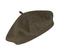 fiebig Baske aus 100% Reiner Wolle | Barett in One Size & Woll Qualität | Wollbaske in vielen Farben (One Size, Taupe)