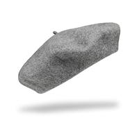 fiebig Baskenmütze Herren & Damen Barett | Wollbaske mit Innenfutter | In vielen Größen und Farben | Baske aus 100% Schurwolle | Filzbaske Made In Italy (59, Hellgrau)