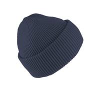 fiebig Beanie Rippstrick | Umschlagmütze mit weichem Viskosematerial | Unisex One Size Strickmütze (Marineblau)