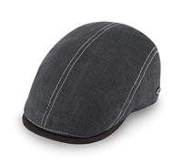 fiebig Brighton Flatcap aus Leinen | Schirmmütze mit Baumwollfutter | Schiebermütze mit Kontrastnähten | Made in Italy (59-L, anthrazit)