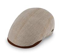 fiebig Brighton Flatcap aus Leinen | Schirmmütze mit Baumwollfutter | Schiebermütze mit Kontrastnähten (61-XL, beige)