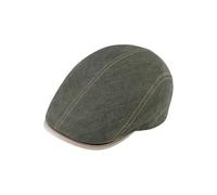 fiebig Brighton Flatcap aus Leinen | Schirmmütze mit Baumwollfutter | Schiebermütze mit Kontrastnähten (57-M, olivgrün)