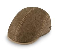 fiebig Brighton Flatcap aus Leinen | Schirmmütze mit Baumwollfutter | Schiebermütze mit Kontrastnähten (58-L, Taupe)