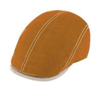 fiebig Brighton Flatcap aus Leinen | Schirmmütze mit Baumwollfutter | Schiebermütze mit Kontrastnähten (59-L, Zimt)