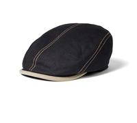 fiebig Brighton Flatcap aus Leinen | Schirmmütze mit Baumwollfutter | Schiebermütze mit Kontrastnähten (61-XL, schwarz)