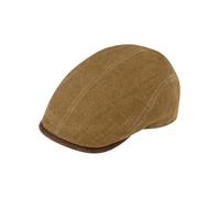 fiebig Brighton Flatcap aus Leinen | Schirmmütze mit Baumwollfutter | Schiebermütze mit Kontrastnähten (60-XL, Curry)
