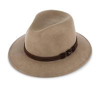 fiebig Clark Traveller Wollfilzhut | Crushable & Waterproof Hut (55-S, Beige)