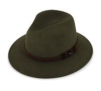 fiebig Clark Traveller Wollfilzhut | Crushable & Waterproof Hut (59-L, Grün)