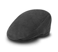 fiebig Cord Flatcap für Damen & Herren | Schiebermütze aus Baumwolle mit gestepptem Innenfutter | Flache Cordmütze Made in Italy (58-L, grau)