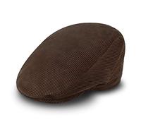 fiebig Cord Flatcap für Damen & Herren | Schiebermütze aus Baumwolle mit gestepptem Innenfutter | Flache Cordmütze Made in Italy (57-M, braun)