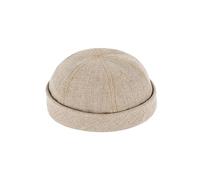 fiebig Dockermütze Leinen | Dockercap mit Rollrand | Fischermütze mit Baumwollfutter (55-S, Beige)