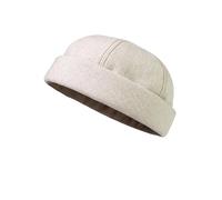 fiebig Dockermütze Leinen | Dockercap mit Rollrand | Fischermütze mit Baumwollfutter (57-M, Beige)