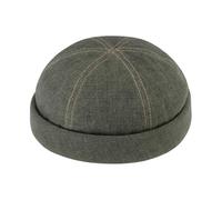fiebig Dockermütze Leinen | Dockercap mit Rollrand | Fischermütze mit Baumwollfutter (57-M, Olivgrün)