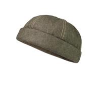 fiebig Dockermütze Leinen | Dockercap mit Rollrand | Fischermütze mit Baumwollfutter (59-L, Olivgrün)