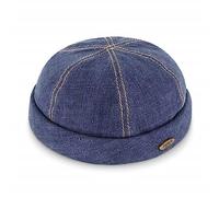 fiebig Dockermütze Leinen | Dockercap mit Rollrand | Fischermütze mit Baumwollfutter (61-XL, Jeansblau)