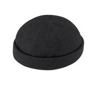 fiebig Dockermütze Leinen | Dockercap mit Rollrand | Fischermütze mit Baumwollfutter (61-XL, Schwarz)