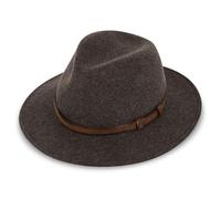 fiebig Dover Traveller Wollfilzhut | Crushable & Waterproof Filzhut mit Ledergarnitur | Outdoor Hat (57-M, Braun-Melange)