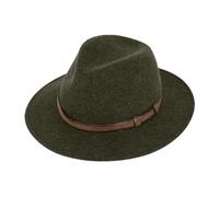 fiebig Dover Traveller Wollfilzhut | Crushable & Waterproof Filzhut mit Ledergarnitur | Outdoor Hat (59-L, Olivgrün-Melange)