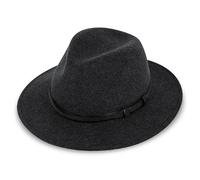 fiebig Dover Traveller Wollfilzhut | Crushable & Waterproof Filzhut mit Ledergarnitur | Outdoor Hat (63-XXL, Anthrazit-Melange)