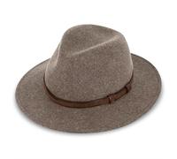 fiebig Dover Traveller Wollfilzhut | Crushable & Waterproof Filzhut mit Ledergarnitur | Outdoor Hat (63-XXL, Taupe-Melange)