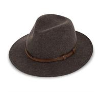 fiebig Dover Traveller Wollfilzhut | Crushable & Waterproof Filzhut mit Ledergarnitur | Outdoor Hat (65-3XL, Braun-Melange)