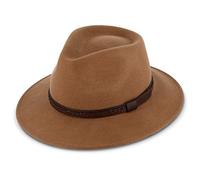 fiebig Edison Traveller mit Kunstlederband | Filzhut aus 100% Wolle für Damen und Herren | Angenehm Leichter Sitz für das ganze Jahr | Wollfilzhut Made in Italy (55-S, Camel)
