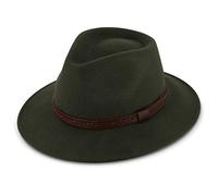 fiebig Edison Traveller mit Kunstlederband | Filzhut aus 100% Wolle für Damen und Herren | Angenehm Leichter Sitz für das ganze Jahr | Wollfilzhut Made in Italy (57-M, Olivgrün)
