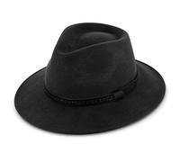 fiebig Edison Traveller mit Kunstlederband | Filzhut aus 100% Wolle für Damen und Herren | Angenehm Leichter Sitz für das ganze Jahr | Wollfilzhut Made in Italy (54-S, Schwarz)