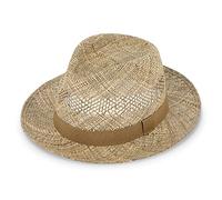 fiebig Fedora aus Seegras mit Ripsband | Hochwertiger Sommerhut mit eingeflochtenen Luftlöchern | Natur Sonnenhut mit breiter Krempe (55-S, Natur)