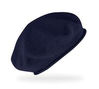 fiebig Feinstrickbaske mit Rollrand | Barett in OneSize aus Baumwolle | Leichte Wollbaske in vielen Farben (One Size, Marineblau)