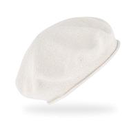 fiebig Feinstrickbaske mit Rollrand | Barett in OneSize aus Baumwolle | Leichte Wollbaske in vielen Farben (One Size, Weiß)