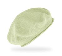 fiebig Feinstrickbaske mit Rollrand | Barett in OneSize aus Baumwolle | Leichte Wollbaske in vielen Farben (One Size, Lindgrün)