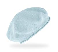 fiebig Feinstrickbaske mit Rollrand | Barett in OneSize aus Baumwolle | Leichte Wollbaske in vielen Farben (One Size, Bleu)