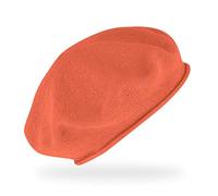 fiebig Feinstrickbaske mit Rollrand | Barett in OneSize aus Baumwolle | Leichte Wollbaske in vielen Farben (One Size, Lachs)