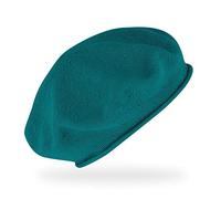 fiebig Feinstrickbaske mit Rollrand | Barett in OneSize aus Baumwolle | Leichte Wollbaske in vielen Farben (One Size, Petrol)