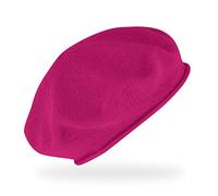 fiebig Feinstrickbaske mit Rollrand | Barett in OneSize aus Baumwolle | Leichte Wollbaske in vielen Farben (One Size, Pink)