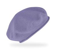 fiebig Feinstrickbaske mit Rollrand | Barett in OneSize aus Baumwolle | Leichte Wollbaske in vielen Farben (One Size, Flieder)