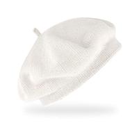 fiebig Feinstrickbaske mit Zipfel | Barett in OneSize aus Baumwolle | Leichte Wollbaske in vielen Farben (One Size, Weiß)