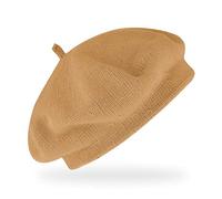 fiebig Feinstrickbaske mit Zipfel | Barett in OneSize aus Baumwolle | Leichte Wollbaske in vielen Farben (One Size, Camel)