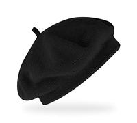 fiebig Feinstrickbaske mit Zipfel | Barett in OneSize aus Baumwolle | Leichte Wollbaske in vielen Farben (One Size, Schwarz)