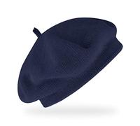 fiebig Feinstrickbaske mit Zipfel | Barett in OneSize aus Baumwolle | Leichte Wollbaske in vielen Farben (One Size, Marineblau)