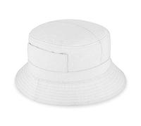 fiebig Fischerhut aus Baumwolle | Unisex Outdoorhut mit Taschen & Reißverschlussfach | Bucket Hat in vielen Farben & Größen (56-M, Weiß)