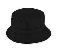 fiebig Fischerhut aus Baumwolle | Unisex Outdoorhut mit Taschen & Reißverschlussfach | Bucket Hat in vielen Farben & Größen (55-S, Schwarz)