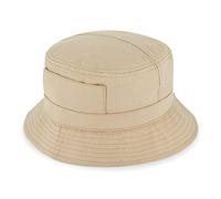 fiebig Fischerhut aus Baumwolle | Unisex Outdoorhut mit Taschen & Reißverschlussfach | Bucket Hat in vielen Farben & Größen (55-S, Beige)