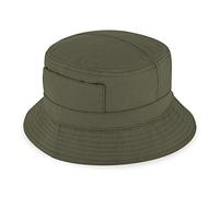 fiebig Fischerhut aus Baumwolle | Unisex Outdoorhut mit Taschen & Reißverschlussfach | Bucket Hat in vielen Farben & Größen (63-XXL, Oliv)