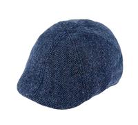 fiebig Flatcap aus Wolle | 6-Panel Cap mit elastischem Verschluss (59-L, Marineblau)