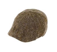 fiebig Flatcap Herringbone aus Wolle | 6-Panel Cap mit elastischem Verschluss (59-L, braun)