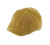 fiebig Flatcap Herringbone aus Wolle | 6-Panel Cap mit elastischem Verschluss (59-L, Camel)