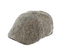 fiebig Flatcap Herringbone aus Wolle | 6-Panel Cap mit elastischem Verschluss (59-L, hellgrau)